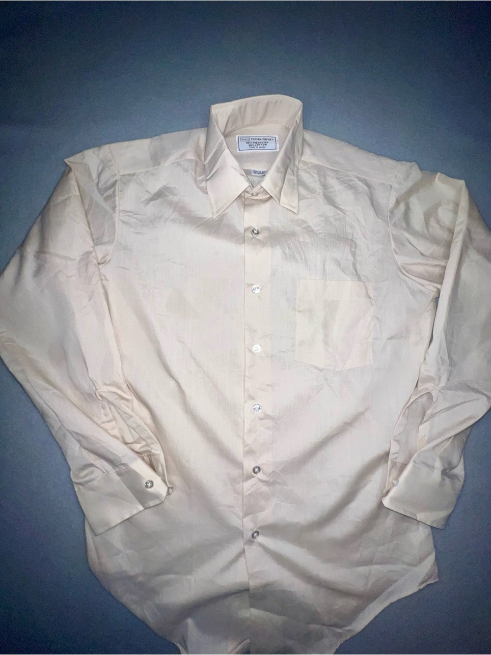 Vintage Sears Perma-Prest Cream Long Sleeve Men Dress Shirt 15 32/33 Regular Cut